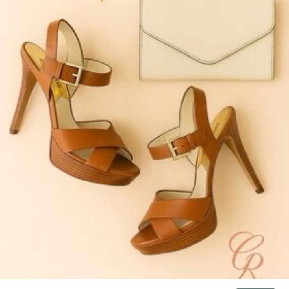 Michael Kors Elegant Brown Leather Heels